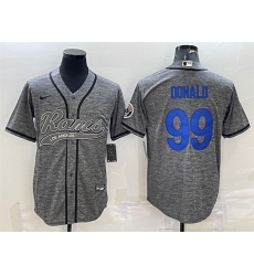 Men Los Angeles Rams 99 Aaron Donald Grey With Patch Cool Base Stitched Baseball Jersey Men Los Angeles Rams 99 Aaron Donald Grey With Patch Cool Base Stitched Baseball Jersey
