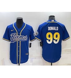 Men Los Angeles Rams 99 Aaron Donald Royal Cool Base Stitched Baseball Jersey Men Los Angeles Rams 99 Aaron Donald Royal Cool Base Stitched Baseball Jersey