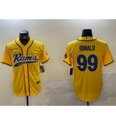 Men Los Angeles Rams 99 Aaron Donald yellow Cool Base Stitched Baseball Jersey Men Los Angeles Rams 99 Aaron Donald yellow Cool Base Stitched Baseball Jersey