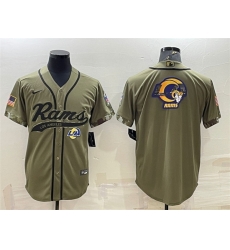 Men Los Angeles Rams Olive Salute To Service Team Big Logo Cool Base Stitched Baseball Jersey Men Los Angeles Rams Olive Salute To Service Team Big Logo Cool Base Stitched Baseball Jersey