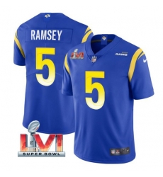 Nike Los Angeles Rams 5 Jalen Ramsey Royal 2022 Super Bowl LVI Vapor Limited Jersey Nike Los Angeles Rams 5 Jalen Ramsey Royal 2022 Super Bowl LVI Vapor Limited Jersey