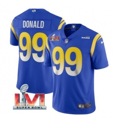Nike Los Angeles Rams 99 Aaron Donald Royal 2022 Super Bowl LVI Vapor Limited Jersey Nike Los Angeles Rams 99 Aaron Donald Royal 2022 Super Bowl LVI Vapor Limited Jersey