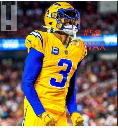 Rams 2025 #58 WAX Lightning Yellow Blue Stitched Jersey Rams 2025 #58 WAX Lightning Yellow Blue Stitched Jersey