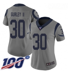Rams #30 Todd Gurley II Gray Women Stitched Football Limited Inverted Legend 100th Season Jersey Rams #30 Todd Gurley II Gray Women Stitched Football Limited Inverted Legend 100th Season Jersey