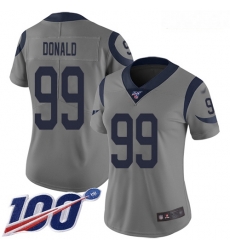 Rams #99 Aaron Donald Gray Women Stitched Football Limited Inverted Legend 100th Season Jersey Rams #99 Aaron Donald Gray Women Stitched Football Limited Inverted Legend 100th Season Jersey