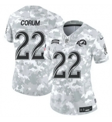 Women Los Angeles Rams 22 Blake Corum 2024 F U S E Arctic Camo Salute To Service Limited Stitched Football Jersey Women Los Angeles Rams 22 Blake Corum 2024 F U S E Arctic Camo Salute To Service Limited Stitched Football Jersey
