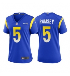 Women Los Angeles Rams #5 Jalen Ramsey Blue Stitched Football Limited Jersey Women Los Angeles Rams #5 Jalen Ramsey Blue Stitched Football Limited Jersey