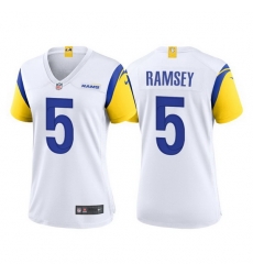 Women Los Angeles Rams #5 Jalen Ramsey White Stitched Football Limited Jersey Women Los Angeles Rams #5 Jalen Ramsey White Stitched Football Limited Jersey