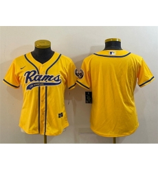Women Los Angeles Rams Blank Yellow With Patch Cool Base Stitched Baseball Jersey Women Los Angeles Rams Blank Yellow With Patch Cool Base Stitched Baseball Jersey