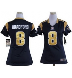 Women Nike St. Louis Rams 8# Sam Bradford Dark Blue Nike NFL Jerseys Women Nike St. Louis Rams 8# Sam Bradford Dark Blue Nike NFL Jerseys