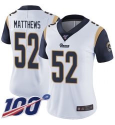 Women Rams 52 Clay Matthews White Stitched Football 100th Season Vapor Limited Jersey Women Rams 52 Clay Matthews White Stitched Football 100th Season Vapor Limited Jersey