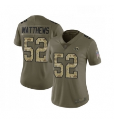 Womens Los Angeles Rams 52 Clay Matthews Limited Olive Camo 2017 Salute to Service Football Jersey Womens Los Angeles Rams 52 Clay Matthews Limited Olive Camo 2017 Salute to Service Football Jersey