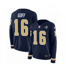 Womens Nike Los Angeles Rams 16 Jared Goff Limited Navy Blue Therma Long Sleeve NFL Jersey Womens Nike Los Angeles Rams 16 Jared Goff Limited Navy Blue Therma Long Sleeve NFL Jersey