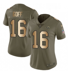 Womens Nike Los Angeles Rams 16 Jared Goff Limited OliveGold 2017 Salute to Service NFL Jersey Womens Nike Los Angeles Rams 16 Jared Goff Limited OliveGold 2017 Salute to Service NFL Jersey