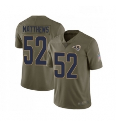 Youth Los Angeles Rams 52 Clay Matthews Limited Olive 2017 Salute to Service Football Jersey Youth Los Angeles Rams 52 Clay Matthews Limited Olive 2017 Salute to Service Football Jersey