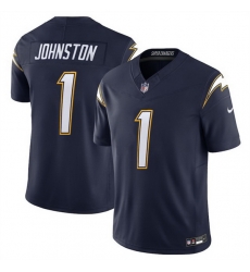 Men Los Angeles Chargers 1 Quentin Johnston Navy 2025 F U S E  Alternate Vapor Limited Stitched Football Jersey
