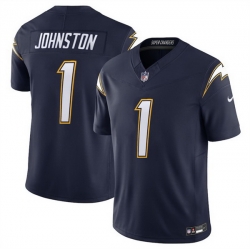 Men Los Angeles Chargers 1 Quentin Johnston Navy 2025 F U S E  Alternate Vapor Limited Stitched Football Jersey