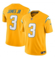 Men Los Angeles Chargers 3 Derwin James Jr  Gold 2025 F U S E  Alternate Vapor Limited Stitched Football Jersey