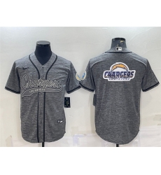 Men Los Angeles Chargers Grey Team Big Logo With Patch Cool Base Stitched Baseball Jersey Men Los Angeles Chargers Grey Team Big Logo With Patch Cool Base Stitched Baseball Jersey