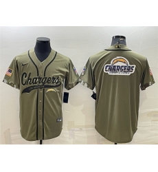 Men Los Angeles Chargers Olive Salute To Service Team Big Logo Cool Base Stitched Baseball Jersey Men Los Angeles Chargers Olive Salute To Service Team Big Logo Cool Base Stitched Baseball Jersey