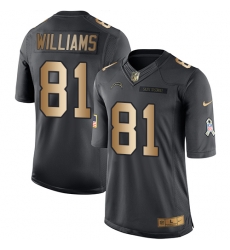 Nike Chargers #81 Mike Williams Black Mens Stitched NFL Limited Gold Salute To Service Jersey Nike Chargers #81 Mike Williams Black Mens Stitched NFL Limited Gold Salute To Service Jersey