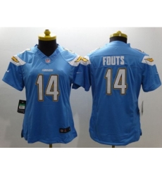 Womens Nike San Diego Chargers #14 Dan Fouts Electric Blue Alternate Stitched NFL Limited Jersey