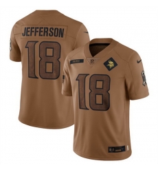 Men Minnesota Vikings 18 Justin Jefferson 2023 Brown Salute To Service Limited Stitched Jersey Men Minnesota Vikings 18 Justin Jefferson 2023 Brown Salute To Service Limited Stitched Jersey