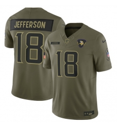 Men Minnesota Vikings 18 Justin Jefferson Olive 2025 Salute to Service Limited Stitched Football Jersey Men Minnesota Vikings 18 Justin Jefferson Olive 2025 Salute to Service Limited Stitched Football Jersey