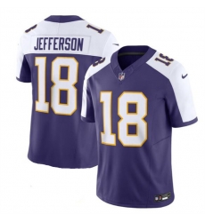 Men Minnesota Vikings 18 Justin Jefferson Purple 2023 F U S E Vapor Limited Stitched Jersey Men Minnesota Vikings 18 Justin Jefferson Purple 2023 F U S E Vapor Limited Stitched Jersey