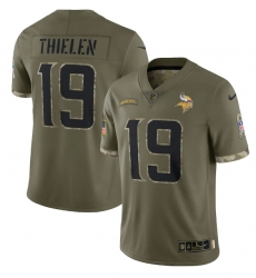 Men Minnesota Vikings 19 Adam Thielen Olive 2022 Salute To Service Limited Stitched Jersey Men Minnesota Vikings 19 Adam Thielen Olive 2022 Salute To Service Limited Stitched Jersey