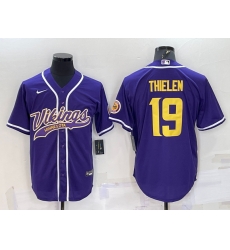 Men Minnesota Vikings 19 Adam Thielen Purple Gold With Patch Cool Base Stitched Baseball Jersey Men Minnesota Vikings 19 Adam Thielen Purple Gold With Patch Cool Base Stitched Baseball Jersey