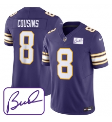 Men Minnesota Vikings 8 Kirk Cousins Purple 2023 F U S E Bud Grant Patch Limited Stitched Jersey Men Minnesota Vikings 8 Kirk Cousins Purple 2023 F U S E Bud Grant Patch Limited Stitched Jersey