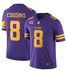 Men's Minnesota Vikings 2022 #8 Kirk Cousins Purple With 4-Star C Patch Rush Limited Stitched NFL Jersey Men's Minnesota Vikings 2022 #8 Kirk Cousins Purple With 4-Star C Patch Rush Limited Stitched NFL Jersey