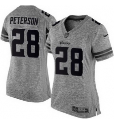 Nike Vikings #28 Adrian Peterson Gray Womens Stitched NFL Limited Gridiron Gray Jersey Nike Vikings #28 Adrian Peterson Gray Womens Stitched NFL Limited Gridiron Gray Jersey