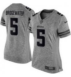 Nike Vikings #5 Teddy Bridgewater Gray Womens Stitched NFL Limited Gridiron Gray Jersey Nike Vikings #5 Teddy Bridgewater Gray Womens Stitched NFL Limited Gridiron Gray Jersey
