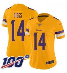 Vikings #14 Stefon Diggs Gold Women Stitched Football Limited Inverted Legend 100th Season Jersey Vikings #14 Stefon Diggs Gold Women Stitched Football Limited Inverted Legend 100th Season Jersey