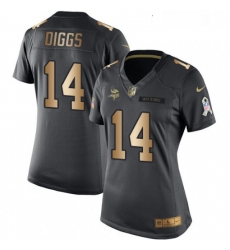 Womens Nike Minnesota Vikings 14 Stefon Diggs Limited BlackGold Salute to Service NFL Jersey Womens Nike Minnesota Vikings 14 Stefon Diggs Limited BlackGold Salute to Service NFL Jersey