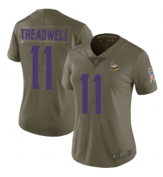 Womens Nike Vikings #11 Laquon Treadwell Olive Stitched NFL Limited 2017 Salute to Service Jersey Womens Nike Vikings #11 Laquon Treadwell Olive Stitched NFL Limited 2017 Salute to Service Jersey