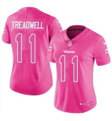 Womens Nike Vikings #11 Laquon Treadwell Pink Stitched NFL Limited Rush Fashion Jersey Womens Nike Vikings #11 Laquon Treadwell Pink Stitched NFL Limited Rush Fashion Jersey