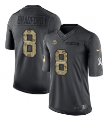 Nike Vikings #8 Sam Bradford Black Youth Stitched NFL Limited 2016 Salute To Service Jersey Nike Vikings #8 Sam Bradford Black Youth Stitched NFL Limited 2016 Salute To Service Jersey