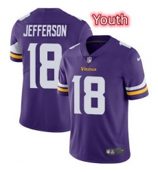 Youth Nike Minnesota Vikings 18 Justin Jefferson Purple NFL Vapor Untouchable Limited Jersey Youth Nike Minnesota Vikings 18 Justin Jefferson Purple NFL Vapor Untouchable Limited Jersey