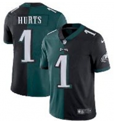 Men Philadelphia Eagles 1 Jalen Hurts Black 26 Green Split Limited Stitched Jersey Men Philadelphia Eagles 1 Jalen Hurts Black 26 Green Split Limited Stitched Jersey