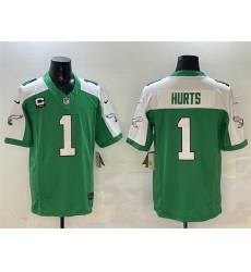 Men Philadelphia Eagles 1 Jalen Hurts Green White F U S E 4 Star C Patch Vapor Untouchable Limited Stitched Football Jersey Men Philadelphia Eagles 1 Jalen Hurts Green White F U S E 4 Star C Patch Vapor Untouchable Limited Stitched Football Jersey