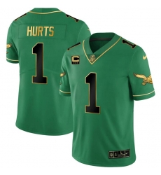 Men Philadelphia Eagles 1 Jalen Hurts Green black Gold Vapor Limited Stitched Football Jersey Men Philadelphia Eagles 1 Jalen Hurts Green black Gold Vapor Limited Stitched Football Jersey
