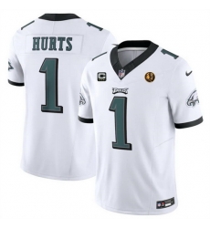 Men Philadelphia Eagles 1 Jalen Hurts White 2023 F U S E With 3 Star C Patch And John Madden Patch Vapor Limited Stitched Football Jersey Men Philadelphia Eagles 1 Jalen Hurts White 2023 F U S E With 3 Star C Patch And John Madden Patch Vapor Limited Stitched Football Jersey
