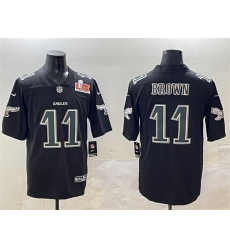 Men Philadelphia Eagles 11 A J Brown Black 2025 Super Bowl LIX Patch Fashion New Vapor Untouchable Limited Stitched Football Jersey Men Philadelphia Eagles 11 A J Brown Black 2025 Super Bowl LIX Patch Fashion New Vapor Untouchable Limited Stitched Football Jersey