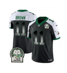 Men Philadelphia Eagles 11 A J Brown Black White 2023 F U S E Throwback Vapor Untouchable Limited Stitched Football Jersey Men Philadelphia Eagles 11 A J Brown Black White 2023 F U S E Throwback Vapor Untouchable Limited Stitched Football Jersey