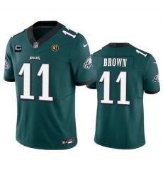 Men Philadelphia Eagles 11 A J Brown Green 2023 F U S E With 1 Star C Patch And John Madden Patch Vapor Limited Stitched Football Jersey Men Philadelphia Eagles 11 A J Brown Green 2023 F U S E With 1 Star C Patch And John Madden Patch Vapor Limited Stitched Football Jersey