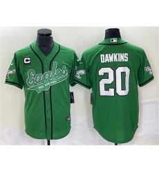 Men Philadelphia Eagles 20 Brian Dawkins Green With C Patch Cool Base Stitched Baseball Jersey Men Philadelphia Eagles 20 Brian Dawkins Green With C Patch Cool Base Stitched Baseball Jersey