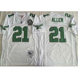 Men Philadelphia Eagles 21 Eric Allen White Throwback Stitched Football Jersey